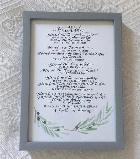 Beatitudes, Framed Handwritten Print